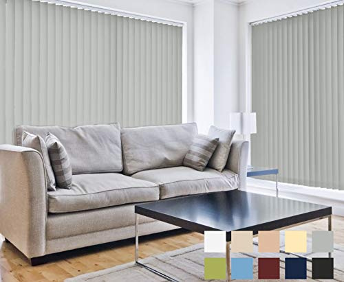 etusimo Lamellenvorhang Vertikaljalousie Schiebevorhang Schiebegardine | Anlagenbreite 100-250 cm, Anlagenhöhe 130-250 cm | Lamellen 127 mm | Stoff lichtdurchlässig, Blickdicht | 130 x 160 cm, Grau