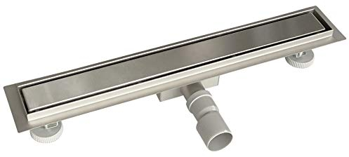Acezanble Canalina per doccia italiana in acciaio inox sifone per pavimento di scarico per bagno, rettangolare, 80 cm