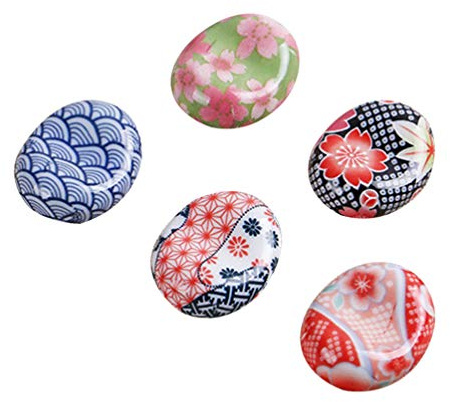 DOITOOL 5 pcs Lovely Ceramic Lucky Japanese Style Chopsticks Rest Rack Stand Holder Cute Tableware Rest for Chopsticks Forks Spoons Paint (Pattern)