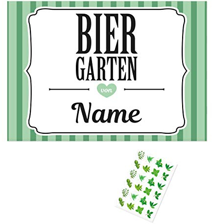 Herz & Heim® Geburtstagsgeschenk Männer DIY - Banderole für Bierkasten mit Aufklebern für Kronkorken (Biergarten)