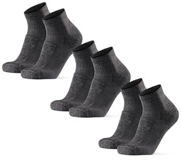 DANISH ENDURANCE Calcetines de Senderismo Tobilleros Unisex, 3 Pack, Gris, 39-42