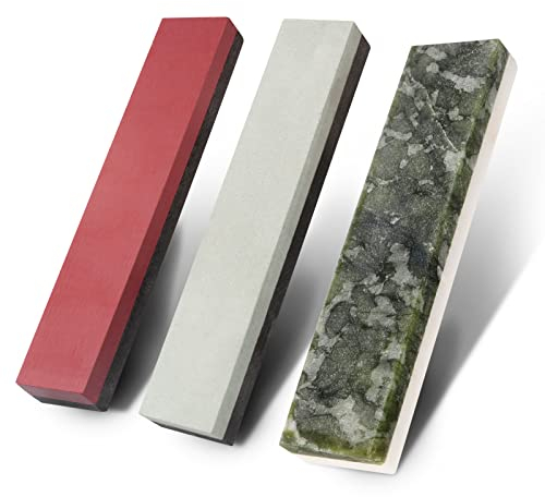 CBRIGHT Lot de 3 pierres à aiguiser double face de poche - Pierre à aiguiser épaisse et fine - Longueur : 100 mm