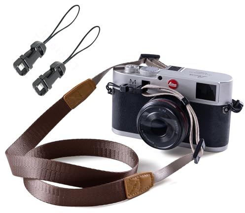 wieehtes Kameragurt Vintage Kamera Schultergurt HalsTragegurt mit Schnellverschluss-Schnallen für Kompakte Digitalkamera,Spiegellose Kamera,Kleine DSLR-Kamera.(Braun)