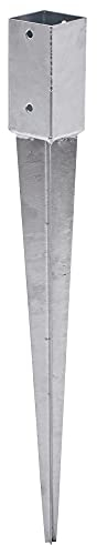 TRIBECCO Post Support Impact Ground Sleeve 71 x 71 mm Length 750 mm Hot-Dip Galvanised Steel Square Wood Post Anchor