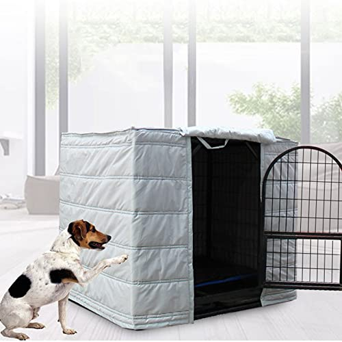 Aocet Winter Hundekäfig Abdeckung für Gitterbox Hunde Box - Kälteschutz, Wasserdicht, Winddicht, Schalldicht, Zwei Lagen Baumwolle + Oxford-Tuch, Gibt den Hunden EIN Gefühl von Sicherheit