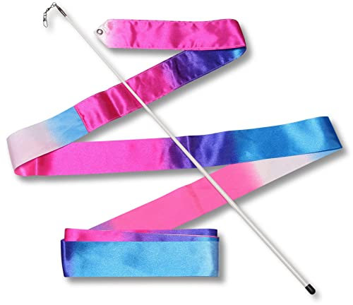 DRUNA Ruban pour gymnastique rythmique avec tige 56 cm Indigo 6,0 m Blanc/Bleu/Rose