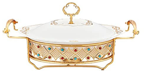 Samnuerly Chafing-Speisenwärmer Chafing Dish Buffet Chafer Wasserschalen Speisenpfanne und Deckel Speisenwärmer für Hochzeitsfeiern, Bankette, Catering, Veranstaltungen, bequem und praktisch (Color :