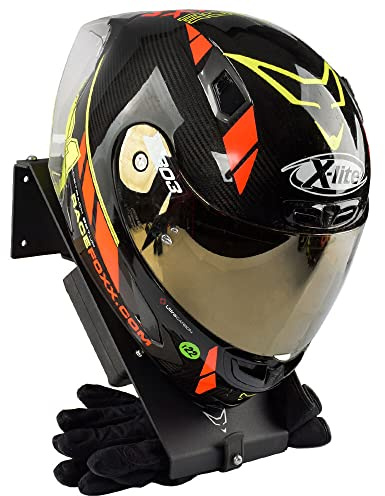 Motorradhelm Wand Halterung mit Belüftung Helmtrockner Fahrradhelm Ständer Haken Helmständer Biker Garderobe Lederkombi Wandhalterung Helmablage Handschuhe