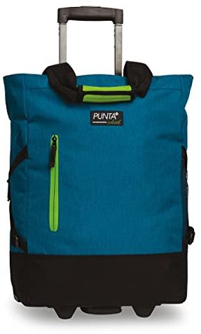 Punta® Einkaufstrolley 33L Petrol/Hellgrün | Einkaufstrolley modern mit Skater-Rollen – leise & leichtgängig | ideal für Einkäufe, Reisen & Sport | Wheel Shopping Roller für unterwegs
