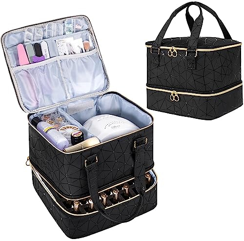 Uross Borsa Organizzatrice per Smalti per Unghie può Contenere Fino a 42 Bottiglie di Smalto per Unghie e Lampada per Unghie, Organizzatore e Porta Smalti per Unghie in Gel e Borsa - Nero