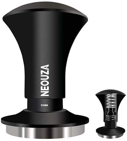 NEOUZA Espresso Tamper V2 doble calibrado con resorte para portafiltro de máquina de café, desviación antipresión, mango refinado, base ondulada inoxidable (58,3 mm)
