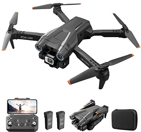 Drohne mit Kamera 4K, Faltbar RC Drohne RC Quadrocopter mit 1080P HD Dual Kamera, FPV Übertragung, 2 Batterien, Gestensteuerung, Höhenhaltung, One Key Start/Landen 3D Flips für Anfänger (Schwarz)