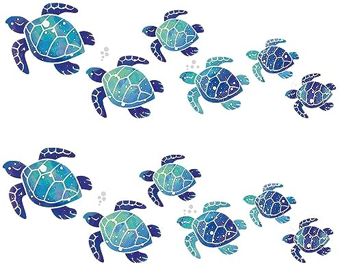 CORTNEY 12 Pcs Turtle Wall Decals, Bathroom Wall Stickers Waterproof, Underwater Ocean Decals, Turtle Stickers for Home, Office, Living Room, Wall, Bathroom, Toilet Door, Kindergarten, Oceanarium
