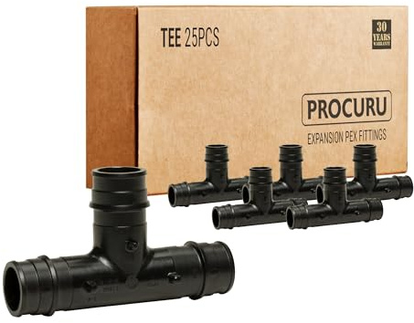 [25-Pack] PROCURU 1/2-Inch Tee, Expansion PEX-A F1960 Plumbing Fitting, Certified Safe