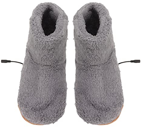 Tissting Scarpe riscaldanti USB, Morbide pantofole elettriche in peluche con ricarica USB, Ideali per casa e ufficio, Grigio, for Uomo e Donna