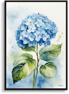 Mrs Henri's Hydrangea Art Print Watercolour Botanical Framed Hortensia Wall Art Poster