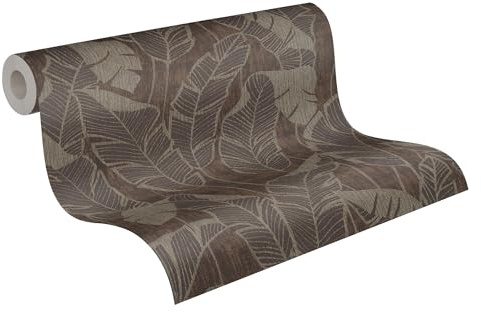 A.S. Création Tapet med blad brun grå – jade väggtapet 395023 – högkvalitativ fibertapet med växter för olika rum – 10,05 m x 0,53 m – Made in Germany