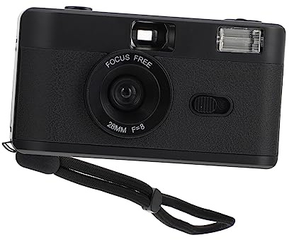 HOMSFOU Fotocamera Pellicola Retrò Riutilizzabile Nera, Formato 35mm, Flash Integrato, Corpo in Abs, senza Batteria