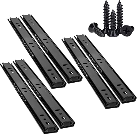 SWAYVES 6 Stück Kugellager-Schubladenführungen, Metall-Schubladenführungen, Unterbau-Schubladenführungen, Schubladenschiene/Black/25Cm