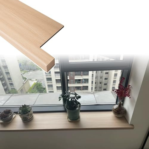 SDFVSDF Fensterbank Fensterbank-Abdeckung mit Holzmaserung, 60–220 cm Lange Fensterbank-Abdeckplatte mit 2 cm Vorsprung, Kantenschutzplatte für Erkerfenster(80x10cm/31.5x3.9in)