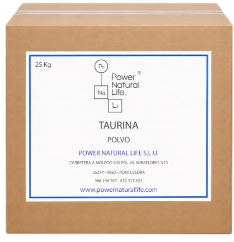 Taurina en Polvo | Power Natural Life | Caja 25 kg | Uso Alimentario, Técnico e Industrial | Aminoácido para Formulación | Materia Prima