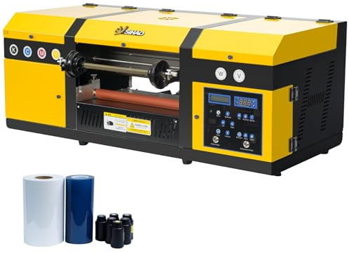 Furvveerr A3 UV DTF Drucker,XP600 Druckkopf,Doppelter Druckkopf,Multifunktionsdrucker,Druckgenauigkeit 8PASS/12PASS,Druckhöhe 2mm,Druckbreite300mm,Enthält Tinte und AB-Folie