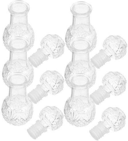 MAGICLULU 6pcs Glass Wine Decanter Unique Liquor Bottles for Red Wine Beverage Dispenser Stopper Decorative Bottle for Brandy Whisky Dispensers