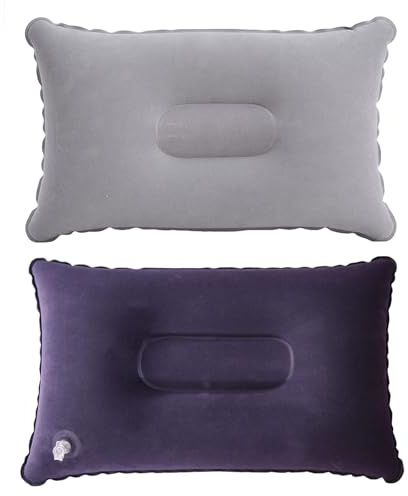 FveVqe 2 Pcs Ultralight Inflatable Pillow, Compressible Compact Inflatable Pillows for Camping, Portable Camping Pillow, Neck & Lumbar Support Sunbed Pillow for Sun Loungers
