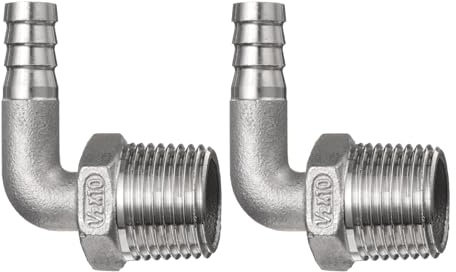 QUARKZMAN 2 stycken 90 graders vinkel slanguttag 10 mm uttag x 1/2 tum NPT hane rörförskruvning reducerare rörkoppling gängkontakt adapter för vatten bränsle luft
