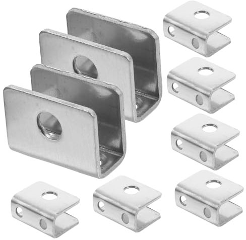 DIYEAH 8pcs Strong Glass Railing Clamp Brackets Easy Install Mirror Hanger Kit Clips for Frameless Mirror