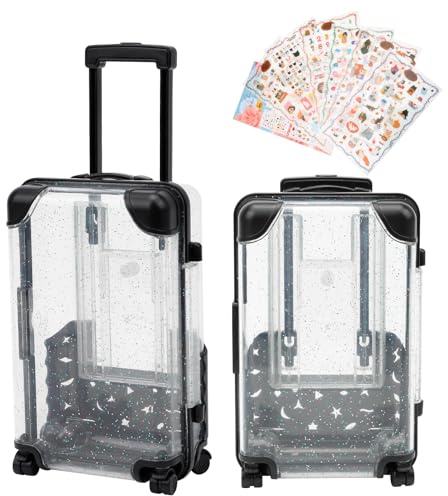 Juibao 2 Stück Mini Koffer Geldgeschenk, Miniatur Reisekoffer Spardose mit Aufkleber, Kleiner Reisekoffer Geldgeschenk für Geburtstag, Hochzeiten, Reise, 13,5 x 8,5 x 5 cm