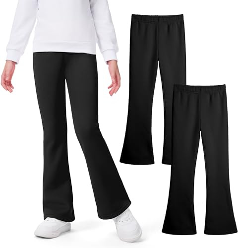 KEREDA Thermo Mädchen Leggings Schlaghose Kinder Flared Thermohose Gefüttert Warmes Winter Hosen Thermoleggings Mit Fleece 2er Pack