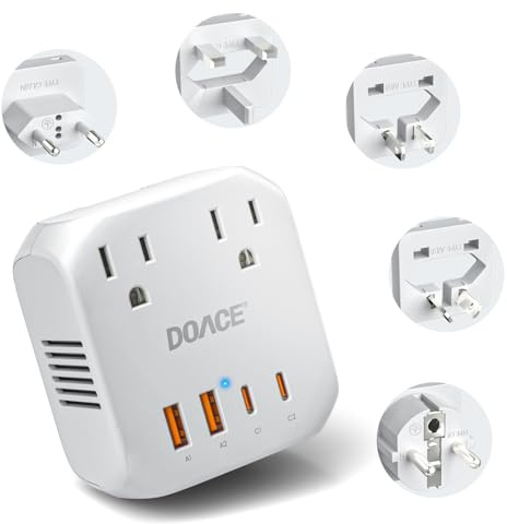 DOACE 2000W 220V to 110V Voltage Converter for European Travel, Voltage Converter US to Europe for Hair Dryers with Fast Charging Power Converter Adapter Combo with 4 USB Ports Step Down Transformer