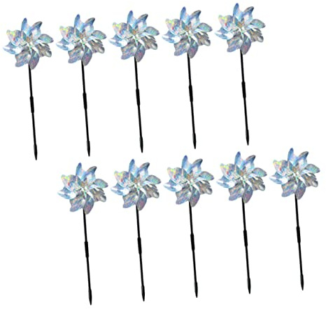 Alasum 10pièces Moulin à Vent Anti-Oiseaux Réfléchissant pour Jardin Décoration De Verger Oiseaux pour Cours Et Parterres De Fleurs