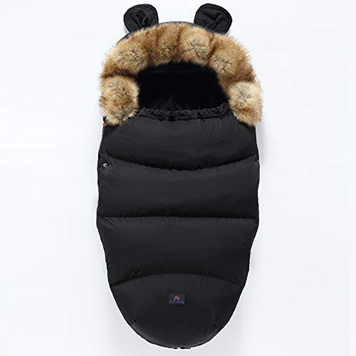 Générique Chancelière Poussette Universelle Confortable Sac de Couchage Bébé Hiver Chaud Imperméable Couverture Emmaillotage pour Poussette, Landaus, Buggy, Siège Auto, Lits Bébé (1, Noir)