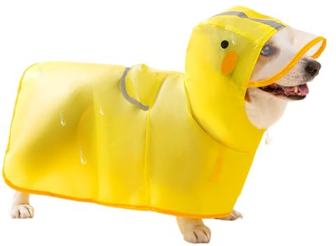 Hundregnjacka – vattentät hundrock | Lätt vattentät valpregnrock | Har ett öppet bälte och spänne design för säker passform | Essential Pet Supplies (polyester, G