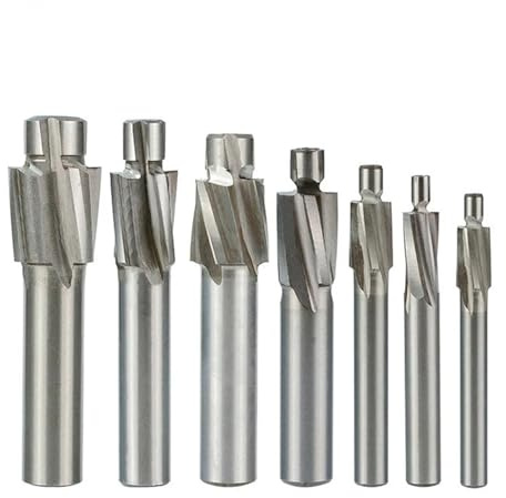 Fresa de extremo avellanado de 4 flautas, herramienta de ranurado de M3-M16, cortador de fresado, fresas de extremo de avellanador, cortador HSS de agujero(5pcs set)