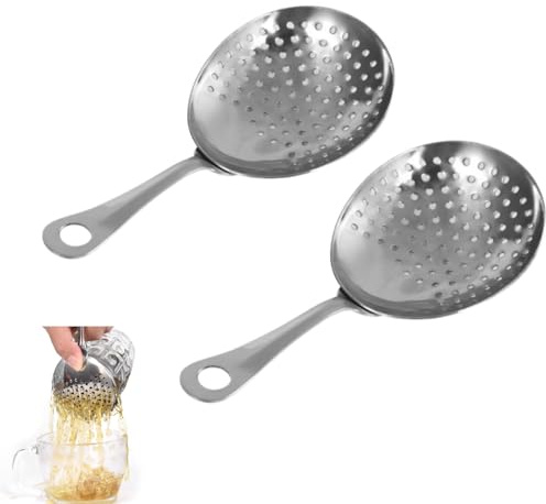 Kukyller 2 coladores de cóctel de acero inoxidable, colador de cóctel de metal 304 para bebidas espirituosas, colador Julep, herramienta de barra de cuchara para uso comercial en
