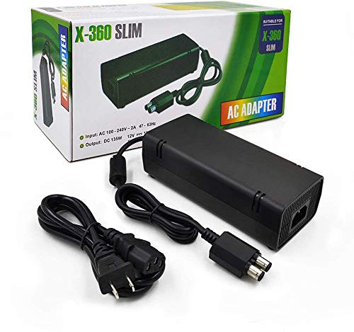 YUDEG Adaptador de CA para Xbox 360 Slim, fuente de alimentación con cable cargador de repuesto para consola Xbox 360 Slim