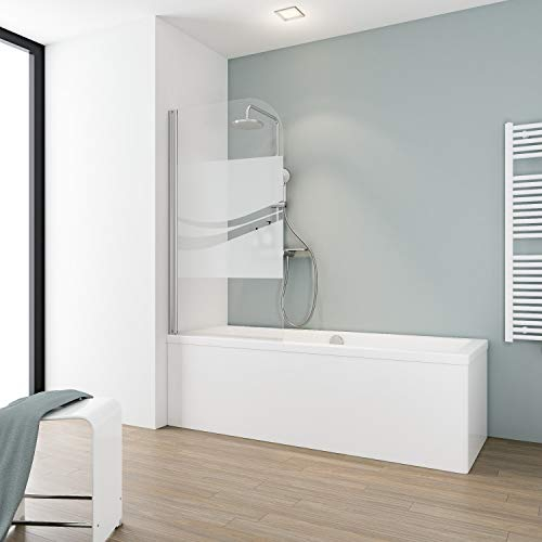 Schulte parete per vasca da bagno l.80 x a.140 cm, aspetto cromato, vetro sopravasca da bagno, montaggio sinistra destra, anta girevole 180° contro la parete, vetro di sicurezza 5 mm anticalcare