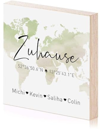 Zuhause Koordinaten Holzbild Einweihungsgeschenk zum hinstellen aufhängen als Geschenk-Idee zum Hausbau Einzug Einweihung Richtfest Wohnung Umzug Wand-Bild