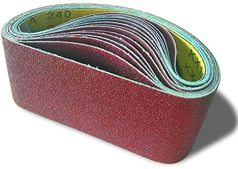 15Pcs Sanding Belts 75 x 457mm(3 Each of 80/120/150/240/400 Grains) Abrasive Sanding Belts for Grinding Sharpening Polishing