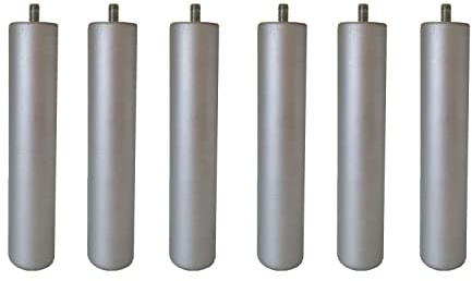 Juego de 6 Patas de Madera para Somier o Base Tapizada | Patas Color Plata de 25 cm con Rosca para M-10