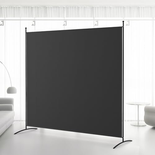 Kokorona 1 Panel Room Divider, 6FT Tall Folding Privacy Screen Wall Dividers, Portable Single Panel Temporary Privacy Wall Freestanding Room Divider for Room Separation, Black, W 180 x H 180 cm
