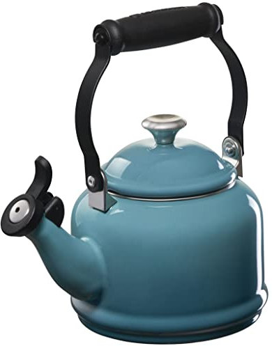Le Creuset Demi-Teekessel aus Emaille auf Stahl, mit Metall-Finish, 1,25 qt, Karibik
