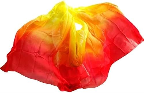 Bauchtanz-Seidenschal, Bauchtanz-Zubehör, handgefertigter gefärbter Schal, Schal, Seidenschleier, Tanz-Bühne, Performance-Requisiten, Seidenschleier, Bauchtanz (Farbe: Farbe 9 YE, Größe: M 250 x 114 c