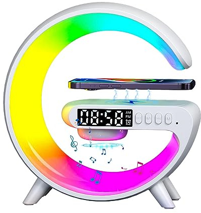 Woyibel Wireless Charger Ambient Light LED Table Lamp With Wireless Charger LED Smart Table Lamp RGB Color Changing Atmosphere Lamp Speaker, Smart Mood Light For Bedroom