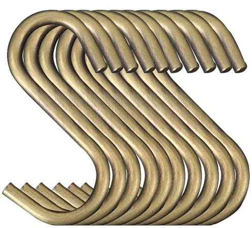 TOPIND Bronze & Chrome Plated S Shaped Hooks, Heavy Duty, 10 Pack, 5kg Capacity, Modern Wall Mount Storage Hooks for Jewelry, Kitchen, Office