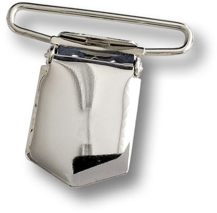 Knopfparadies - 2er Set silberfarbene Hosenträger-Clips oder Hosenträger-Spangen (=insgesamt 2 Stück). Ø: ca. 40x40mm!
