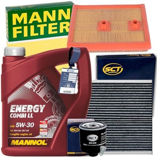 Filterset+5W30 Öl | SM836+C27009+SAK304+1113800100+Mn+Mannol 5W30 Öl für 1.4 A3 Octavia Golf 7 Passat 5T